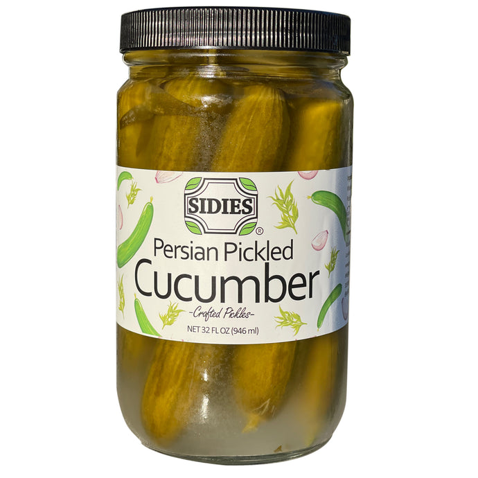 32 ounce jar of fermented probiotic Persian pickled cucumbers