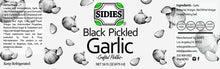 Load image into Gallery viewer, label for the 16 ounce jar of pickled black garlic
