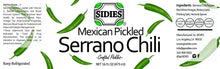 Load image into Gallery viewer, Label for 16 ounce jar of Mexican pickled serrano chili
